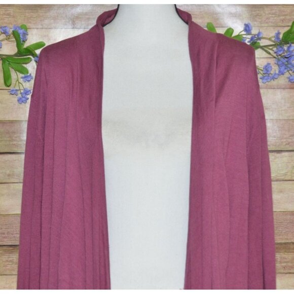 Soft Surroundings Purple Ladies Open Front Cardigan Size XL Ruffled Hem Layering - Picture 4 of 12